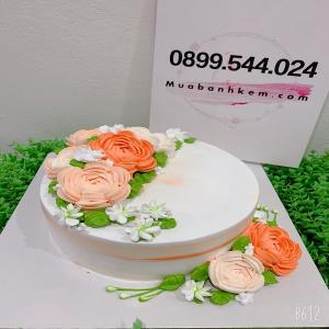 Bánh Kem Tạo Hình Hoa Cẩm Chướng Tone Cam Đào - MA9