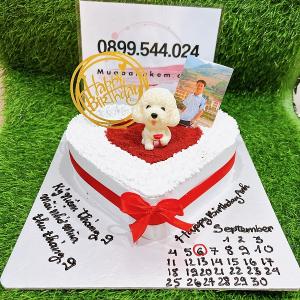 Bánh Kem Trái Tim Phụ Kiện Con Cún In Ảnh - MA78