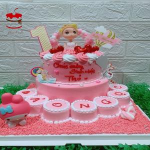 Bánh Kem 2 Tầng Công Chúa Gắn Số 1 Và Bánh Nhỏ - MB46