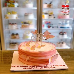 Bánh Kem Trang Trí Bươm Bướm Bọc Giấy Hồng - MC99